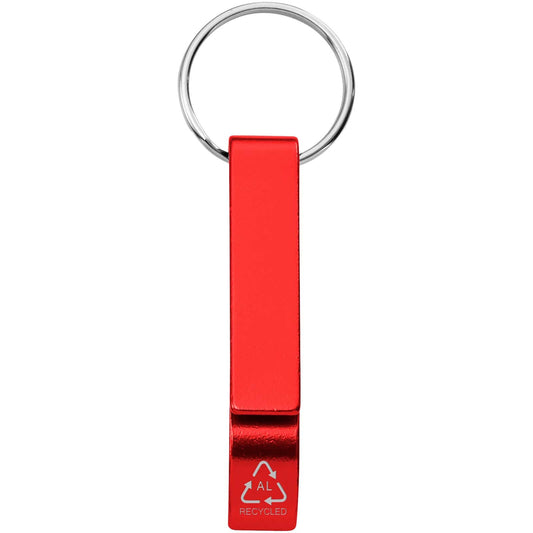 Portachiavi con apribottiglie e apriscatole in alluminio riciclato RCS Tao personalizzato con logo - Pubblienne