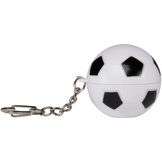 Lucidalabbra alla vaniglia a forma di pallone da calcio con fattore di protezione solare 15 e portachiavi Rami personalizzato con logo - Pubblienne