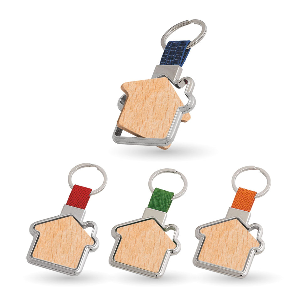 0704 Dom wood - Portachiavi girevole personalizzato con logo - Pubblienne