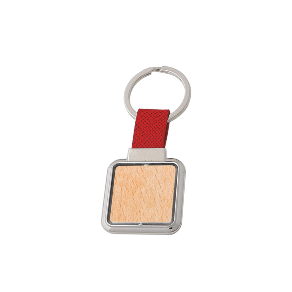 0702 Cuad wood -  Portachiavi girevole personalizzato con logo - Pubblienne