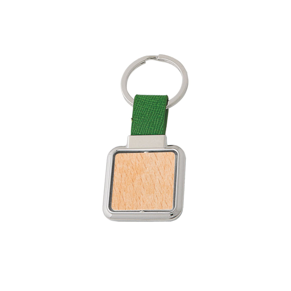 0702 Cuad wood -  Portachiavi girevole personalizzato con logo - Pubblienne