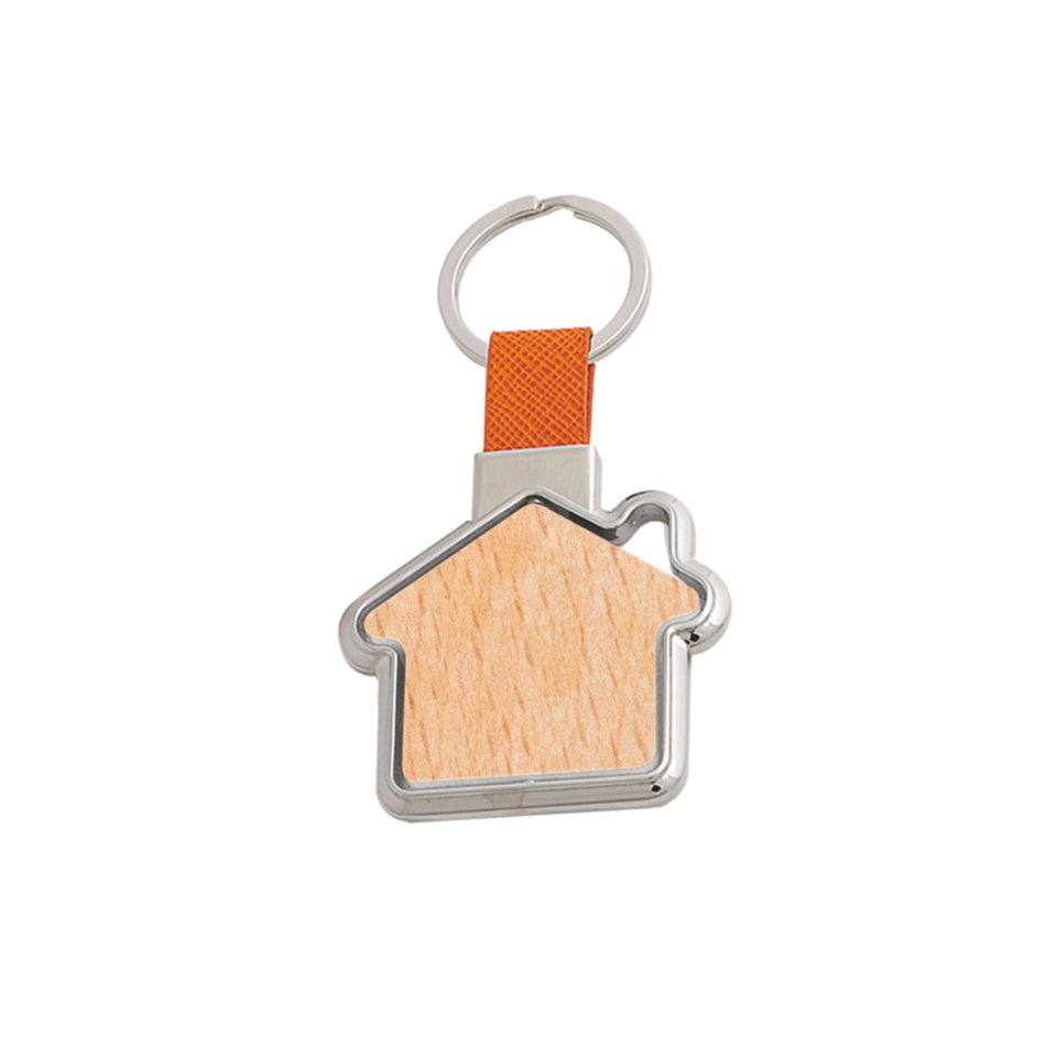 0704 Dom wood - Portachiavi girevole personalizzato con logo - Pubblienne