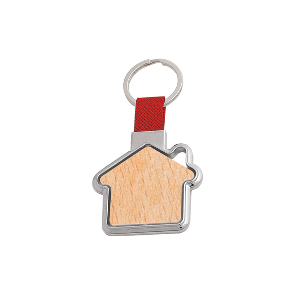 0704 Dom wood - Portachiavi girevole personalizzato con logo - Pubblienne