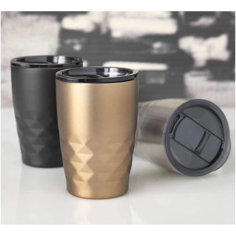 Bicchiere termico con isolamento sottovuoto Geo da 350 ml personalizzato con logo - Pubblienne