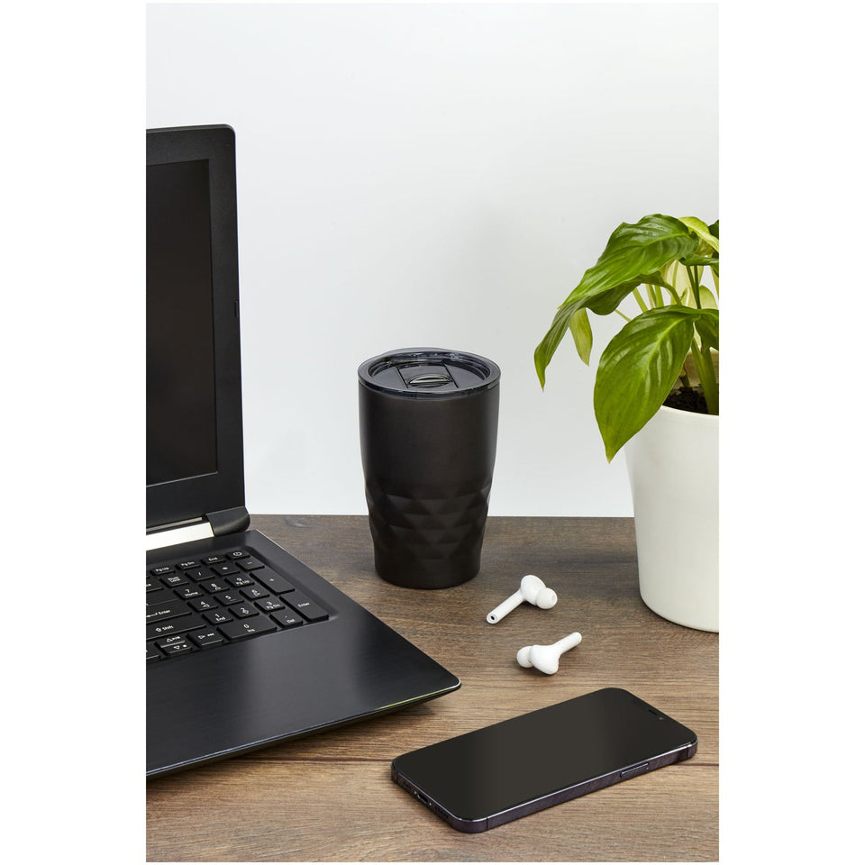 Bicchiere termico con isolamento sottovuoto Geo da 350 ml personalizzato con logo - Pubblienne