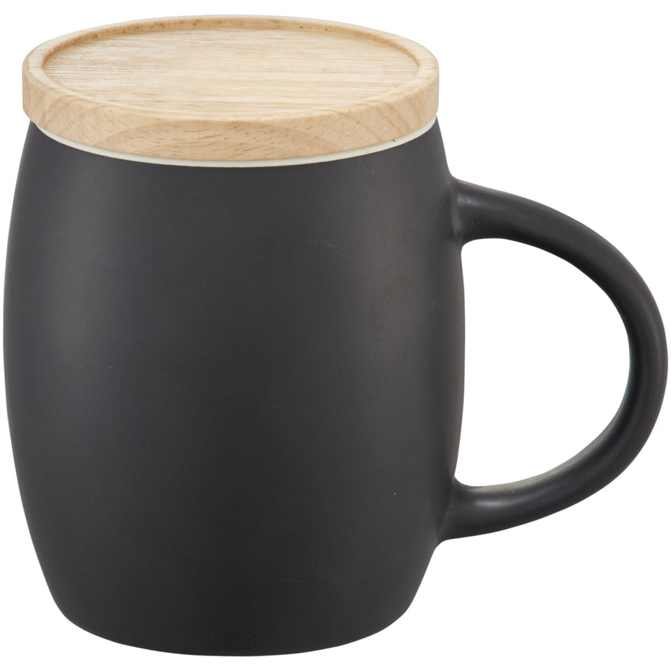 Tazza in ceramica Heart con coperchio in legno da 400 ml personalizzato con logo - Pubblienne