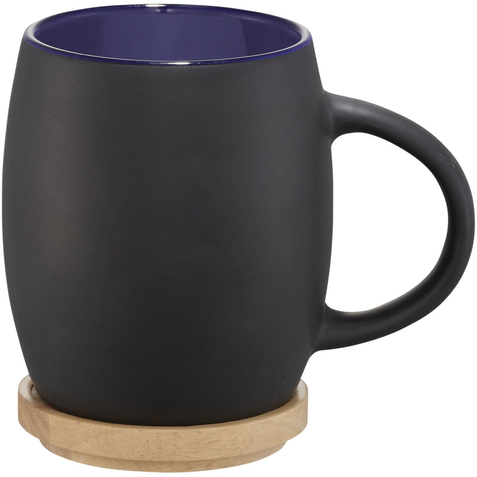 Tazza in ceramica Heart con coperchio in legno da 400 ml personalizzato con logo - Pubblienne