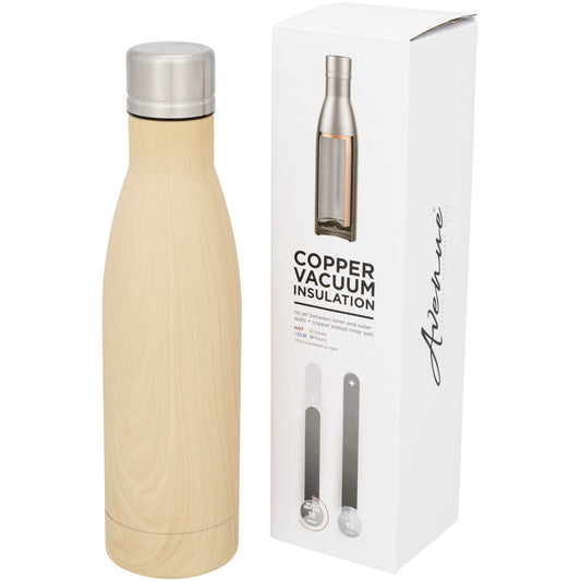 Borraccia termica con isolamento sottovuoto in rame effetto legno da 500 ml Vasa personalizzato con logo - Pubblienne