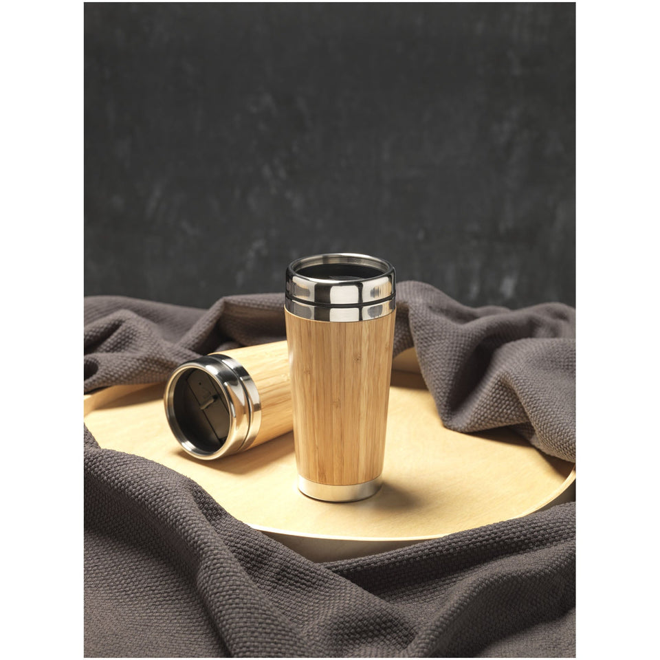 Bicchiere Bambus da 450 ml con esterno in bambù personalizzato con logo - Pubblienne