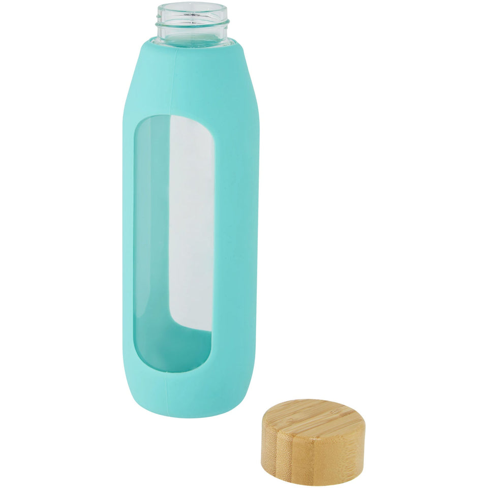 Borraccia in vetro borosilicato da 600 ml con impugnatura in silicone Tidan personalizzato con logo - Pubblienne