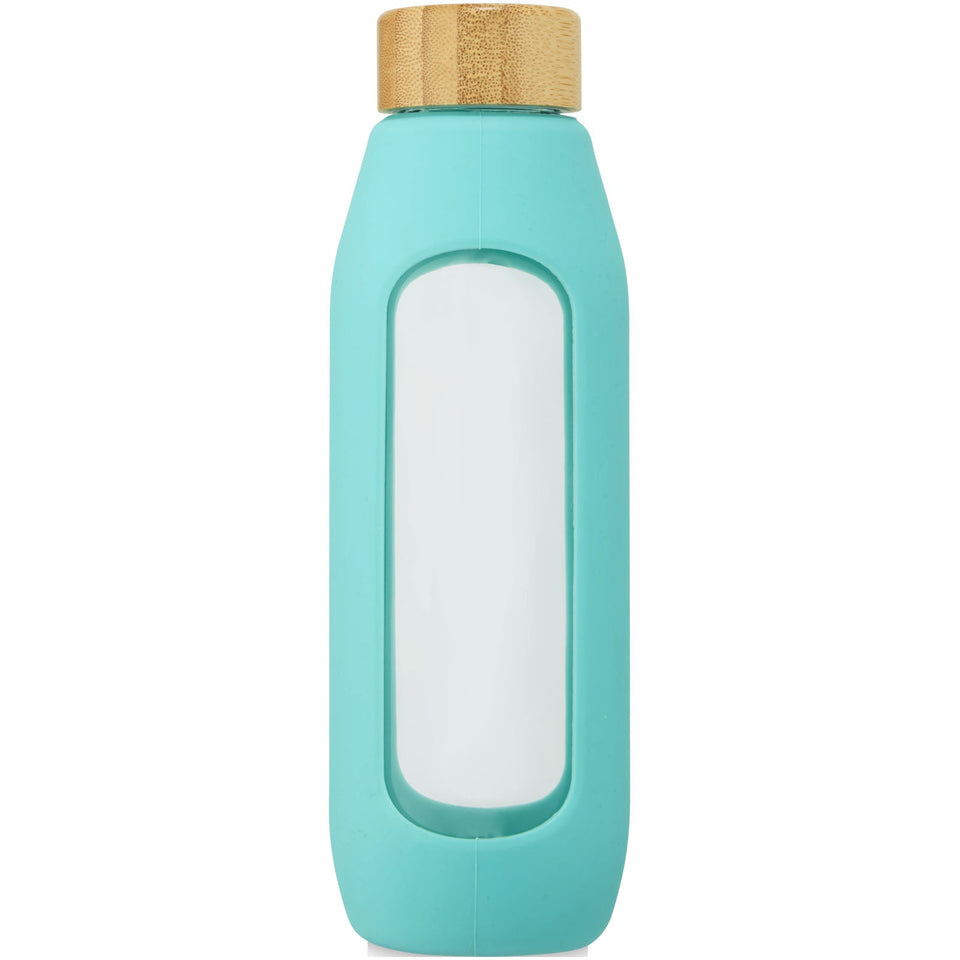 Borraccia in vetro borosilicato da 600 ml con impugnatura in silicone Tidan personalizzato con logo - Pubblienne