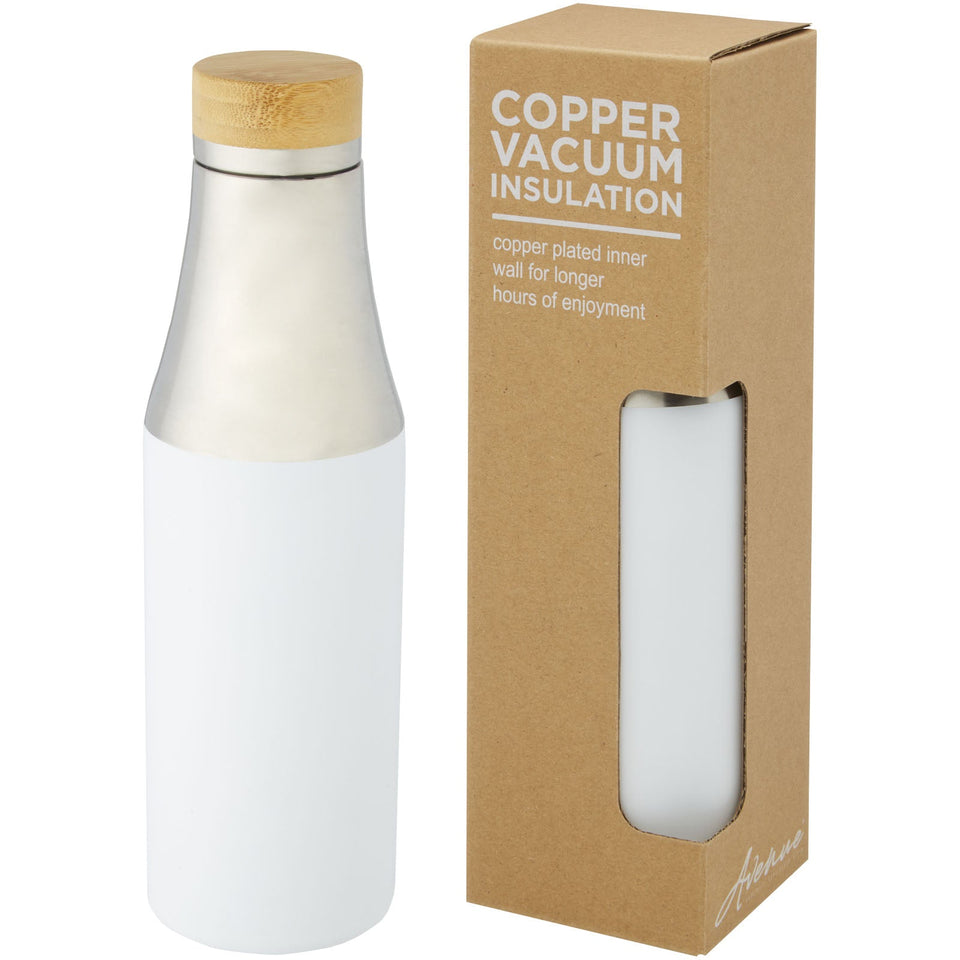 Borraccia termica in acciaio inossidabile con isolamento sottovuoto in rame e coperchio in bambù da 540 ml Hulan personalizzato con logo - Pubblienne