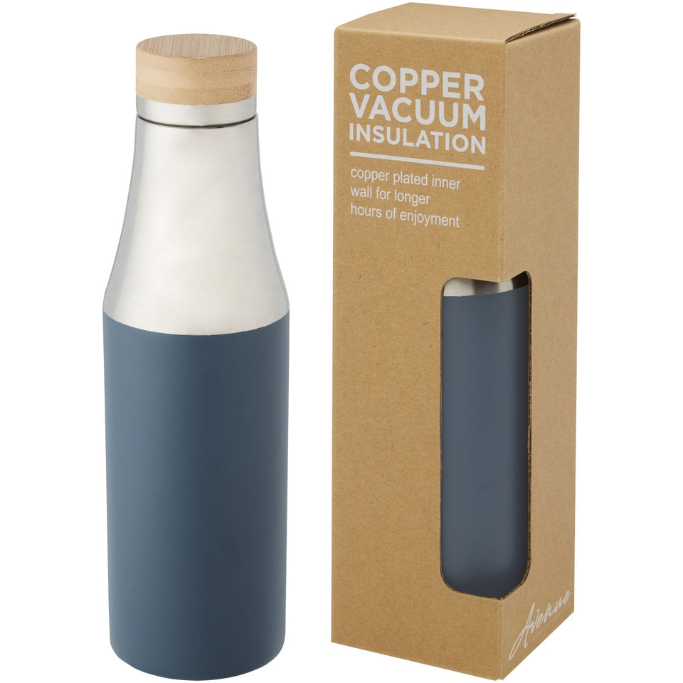 Borraccia termica in acciaio inossidabile con isolamento sottovuoto in rame e coperchio in bambù da 540 ml Hulan personalizzato con logo - Pubblienne