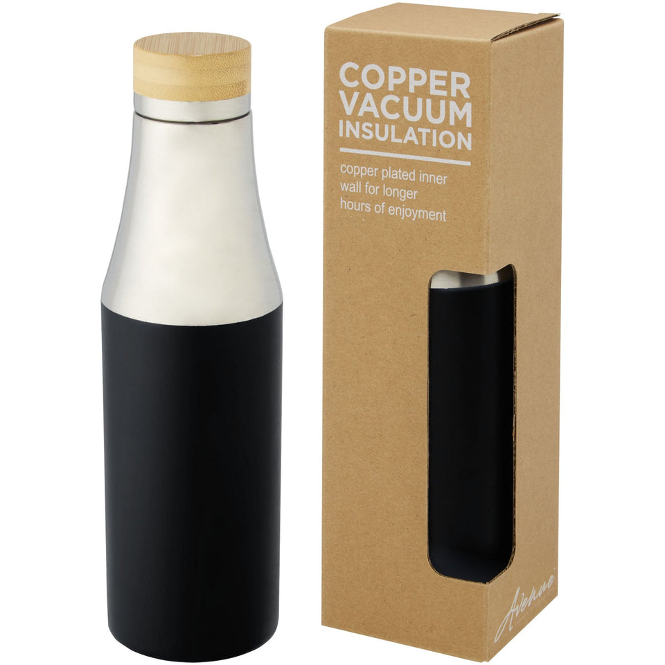 Borraccia termica in acciaio inossidabile con isolamento sottovuoto in rame e coperchio in bambù da 540 ml Hulan personalizzato con logo - Pubblienne