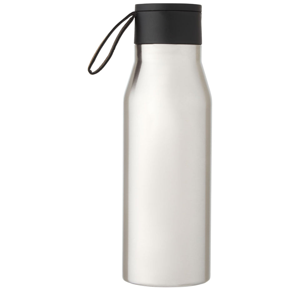 Borraccia in acciaio inossidabile da 500 ml con isolamento sottovuoto in rame, coperchio e cinturino in finta pelle Ljungan personalizzato con logo - Pubblienne