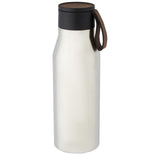 Borraccia in acciaio inossidabile da 500 ml con isolamento sottovuoto in rame, coperchio e cinturino in finta pelle Ljungan personalizzato con logo - Pubblienne