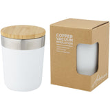 Bicchiere termico in acciaio inossidabile con isolamento sottovuoto in rame e coperchio in bambù da 330 ml Lagan personalizzato con logo - Pubblienne