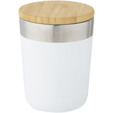 Bicchiere termico in acciaio inossidabile con isolamento sottovuoto in rame e coperchio in bambù da 330 ml Lagan personalizzato con logo - Pubblienne