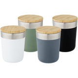 Bicchiere termico in acciaio inossidabile con isolamento sottovuoto in rame e coperchio in bambù da 330 ml Lagan personalizzato con logo - Pubblienne