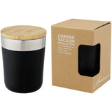 Bicchiere termico in acciaio inossidabile con isolamento sottovuoto in rame e coperchio in bambù da 330 ml Lagan personalizzato con logo - Pubblienne