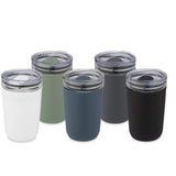 Bicchiere Bello da 420 ml in vetro con parete esterna in plastica riciclata personalizzato con logo - Pubblienne