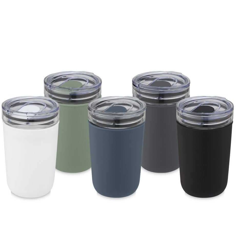 Bicchiere Bello da 420 ml in vetro con parete esterna in plastica riciclata personalizzato con logo - Pubblienne