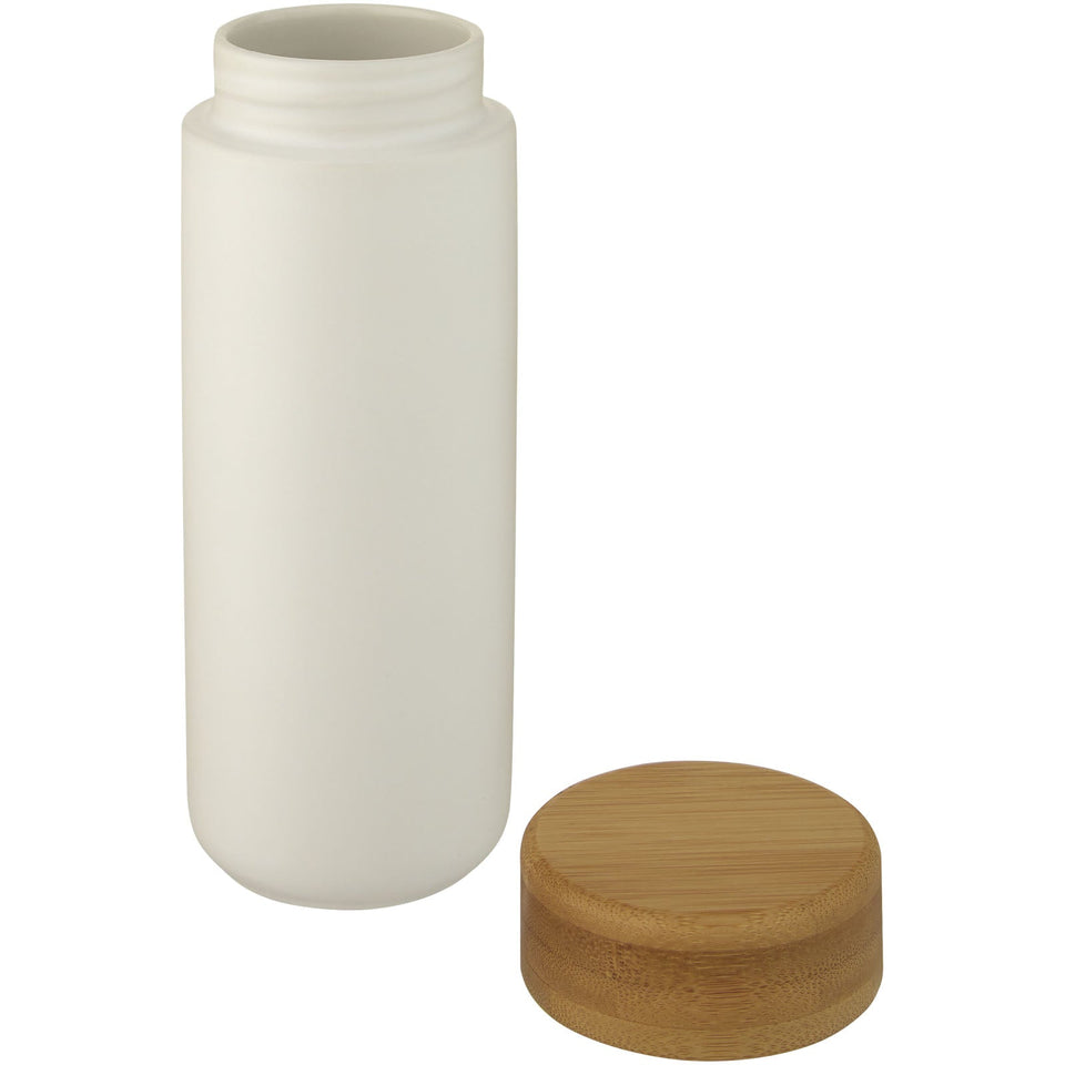 Bicchiere termico in ceramica con coperchio in bambù da 300 ml Lumi personalizzato con logo - Pubblienne