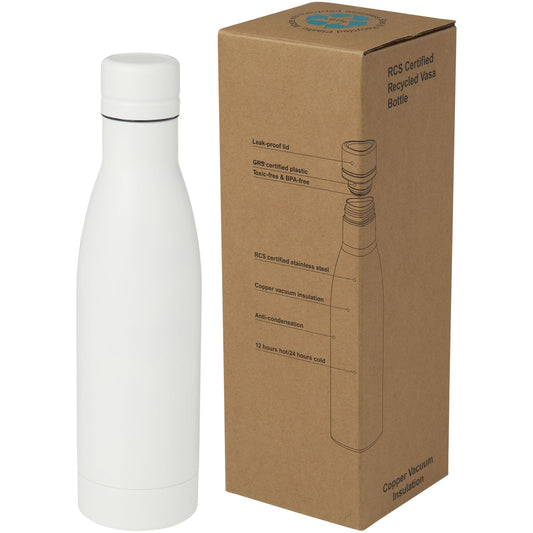 Borraccia termica con isolamento sottovuoto in rame e acciaio inossidabile riciclato certificato RCS da 500 ml Vasa personalizzato con logo - Pubblienne