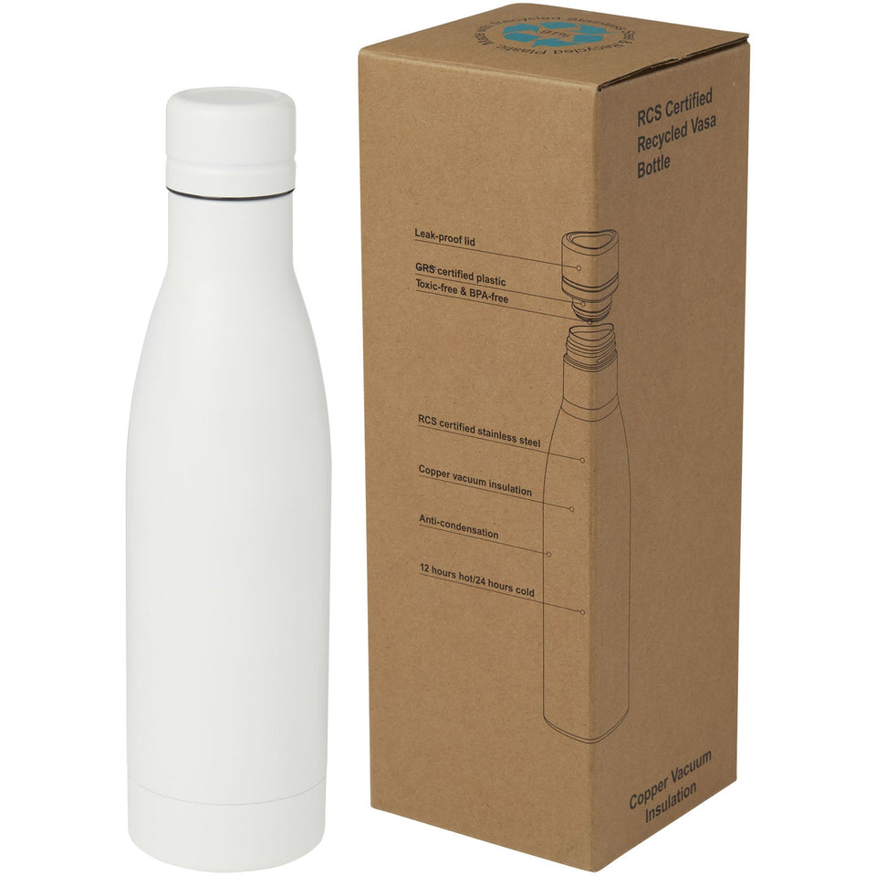 Borraccia termica con isolamento sottovuoto in rame e acciaio inossidabile riciclato certificato RCS da 500 ml Vasa personalizzato con logo - Pubblienne