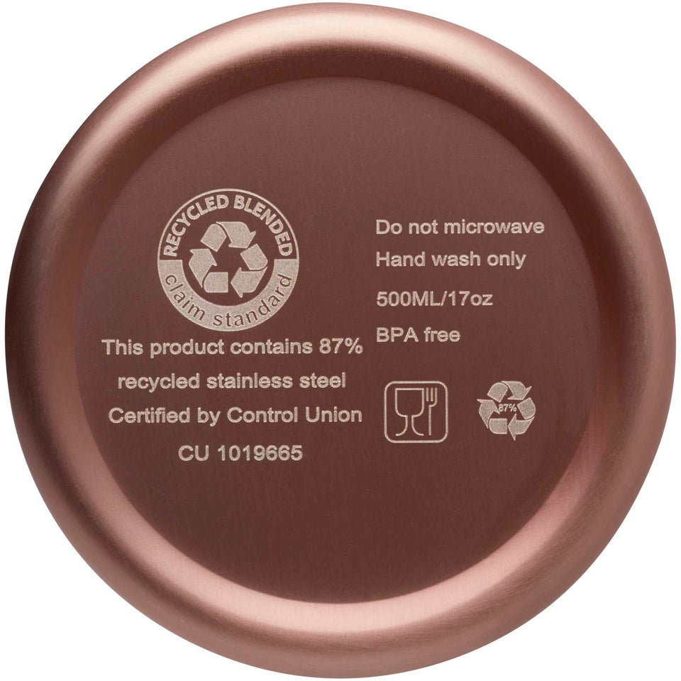 Borraccia termica con isolamento sottovuoto in rame e acciaio inossidabile riciclato certificato RCS da 500 ml Vasa personalizzato con logo - Pubblienne