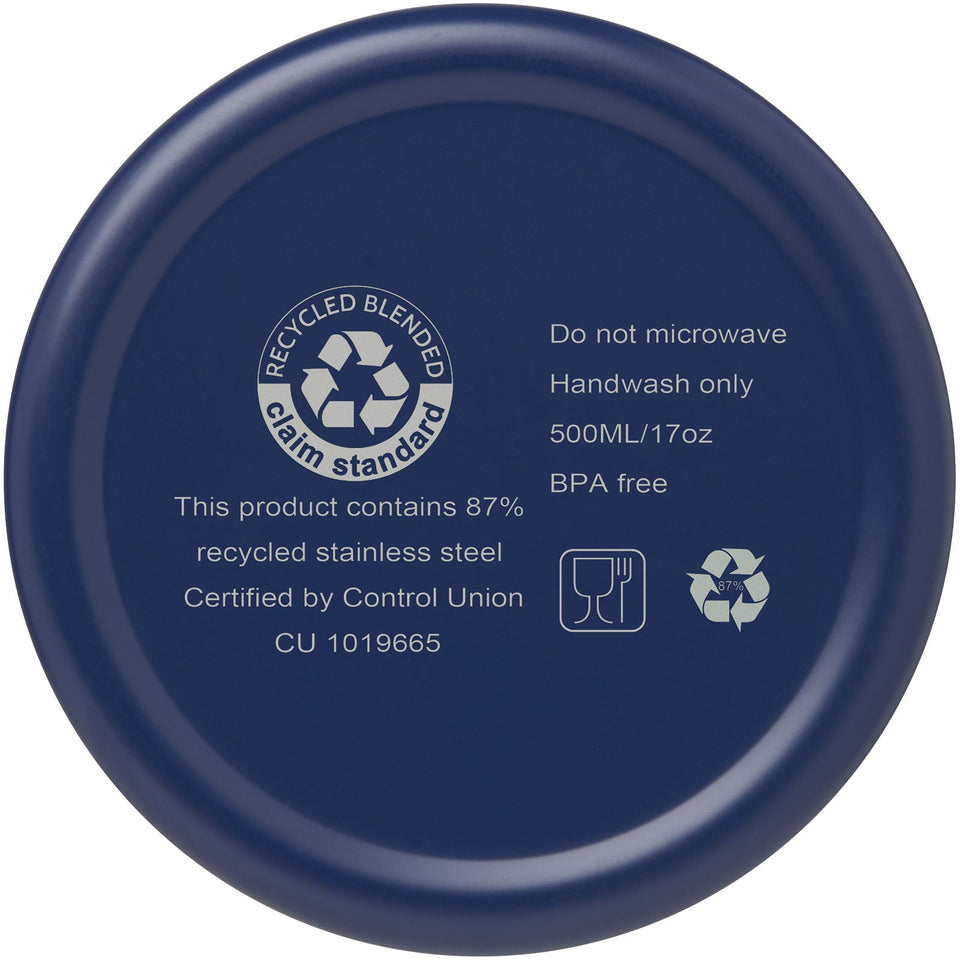 Borraccia termica con isolamento sottovuoto in rame e acciaio inossidabile riciclato certificato RCS da 500 ml Vasa personalizzato con logo - Pubblienne