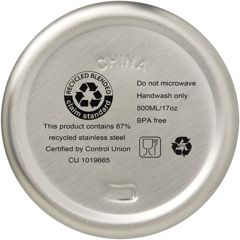 Borraccia termica con isolamento sottovuoto in rame e acciaio inossidabile riciclato certificato RCS da 500 ml Vasa personalizzato con logo - Pubblienne