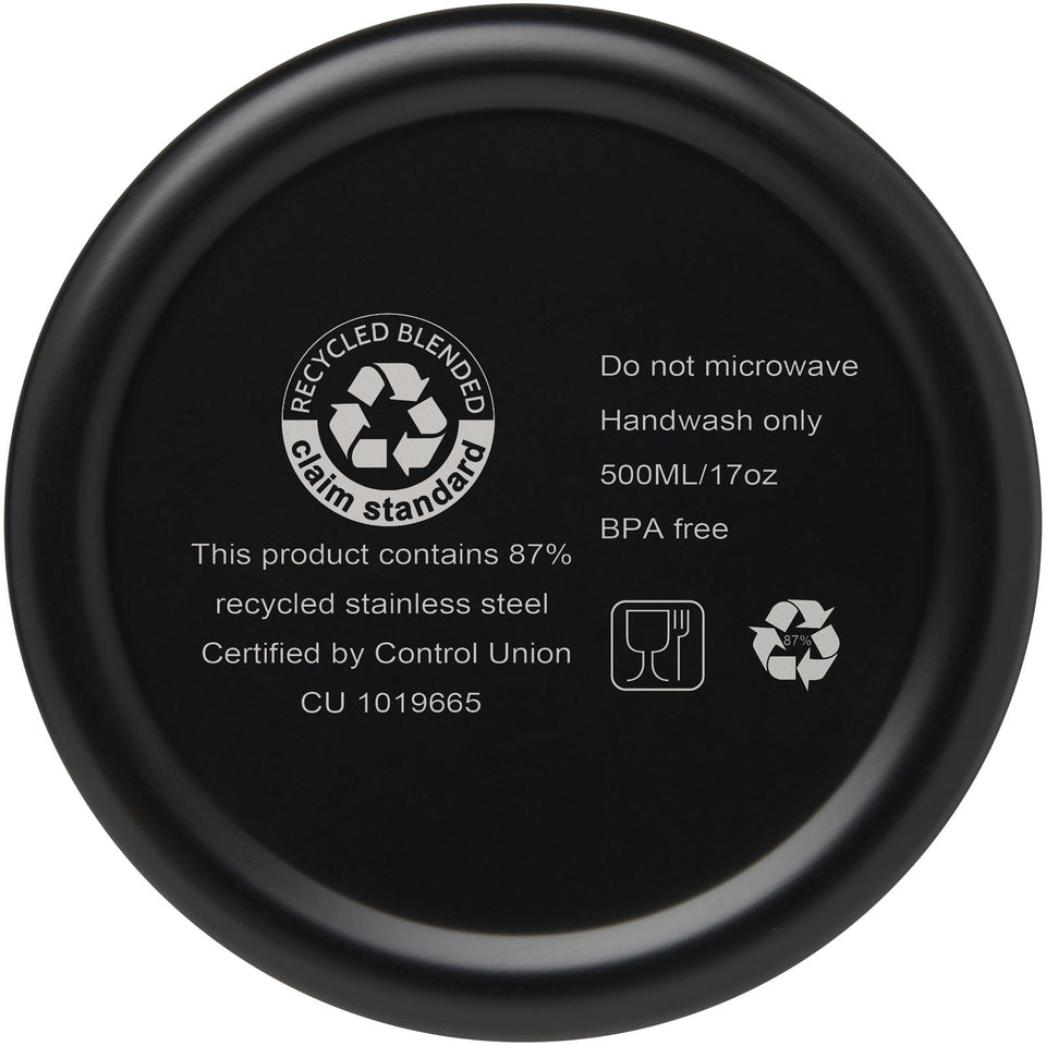 Borraccia termica con isolamento sottovuoto in rame e acciaio inossidabile riciclato certificato RCS da 500 ml Vasa personalizzato con logo - Pubblienne