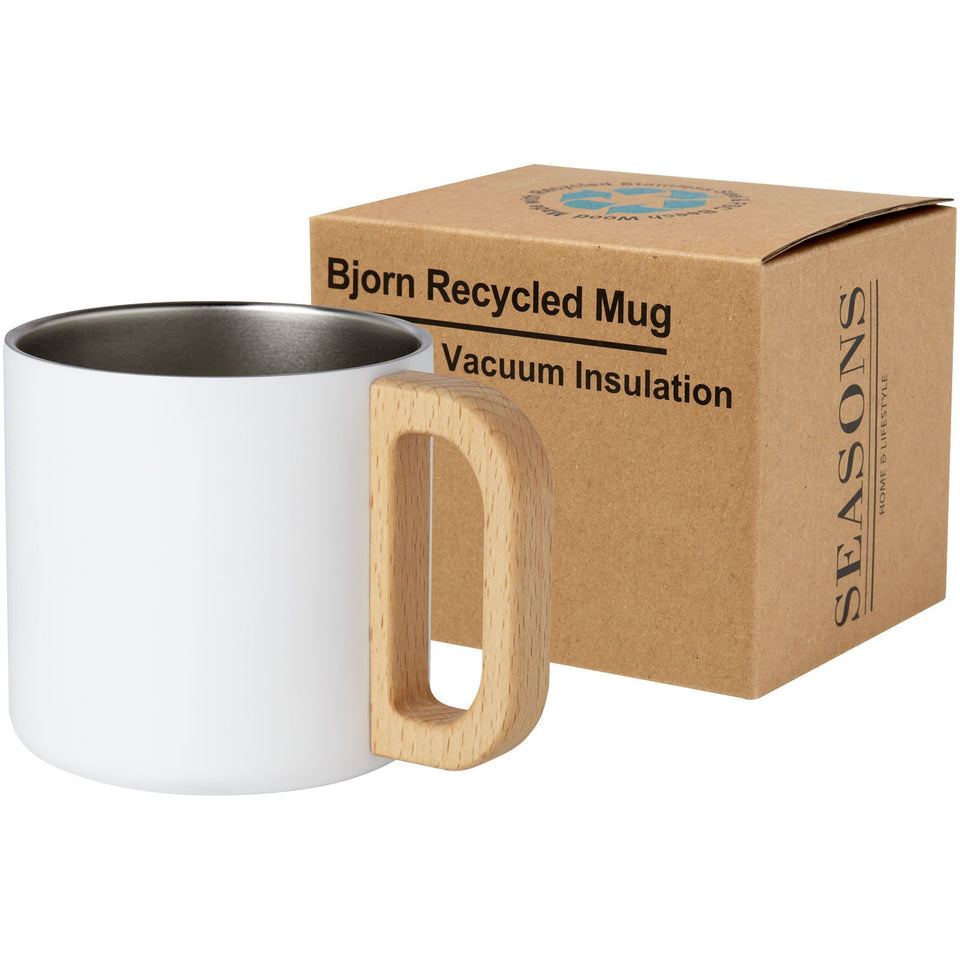Tazza in acciaio inossidabile riciclato certificato RCS da 360 ml con isolamento sottovuoto in rame Bjorn personalizzato con logo - Pubblienne