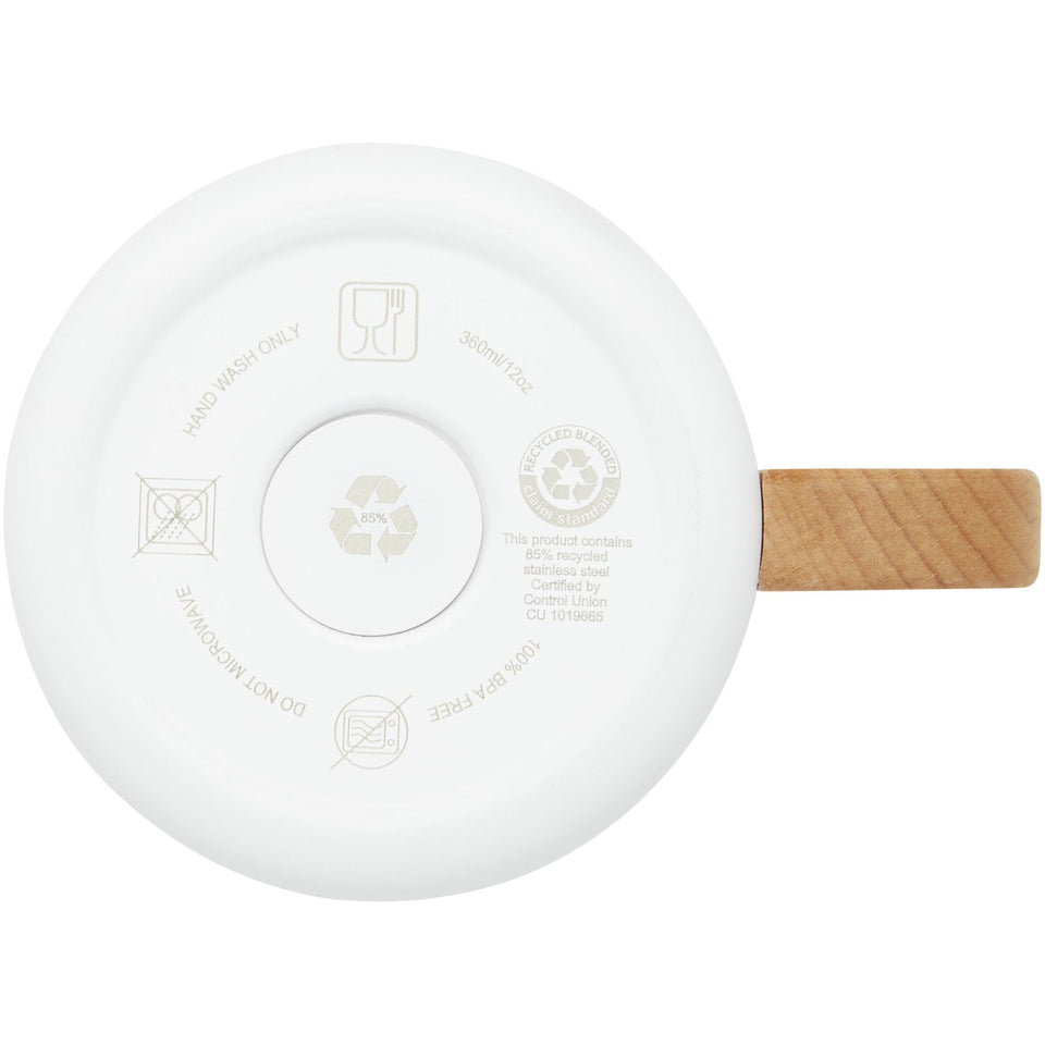 Tazza in acciaio inossidabile riciclato certificato RCS da 360 ml con isolamento sottovuoto in rame Bjorn personalizzato con logo - Pubblienne