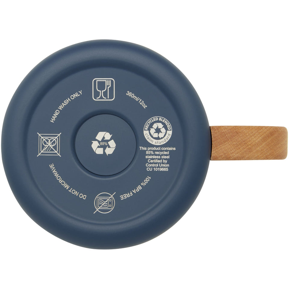 Tazza in acciaio inossidabile riciclato certificato RCS da 360 ml con isolamento sottovuoto in rame Bjorn personalizzato con logo - Pubblienne