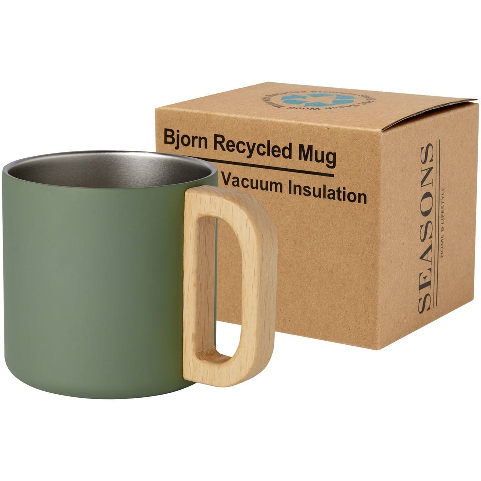 Tazza in acciaio inossidabile riciclato certificato RCS da 360 ml con isolamento sottovuoto in rame Bjorn personalizzato con logo - Pubblienne