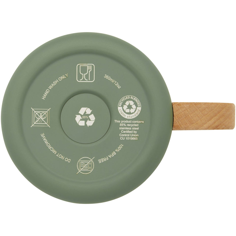 Tazza in acciaio inossidabile riciclato certificato RCS da 360 ml con isolamento sottovuoto in rame Bjorn personalizzato con logo - Pubblienne