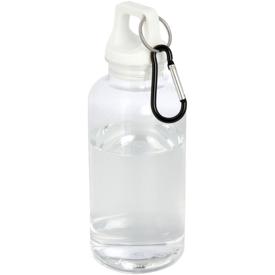Borraccia in plastica riciclata certificata RCS da 400 ml con moschettone Oregon personalizzato con logo - Pubblienne