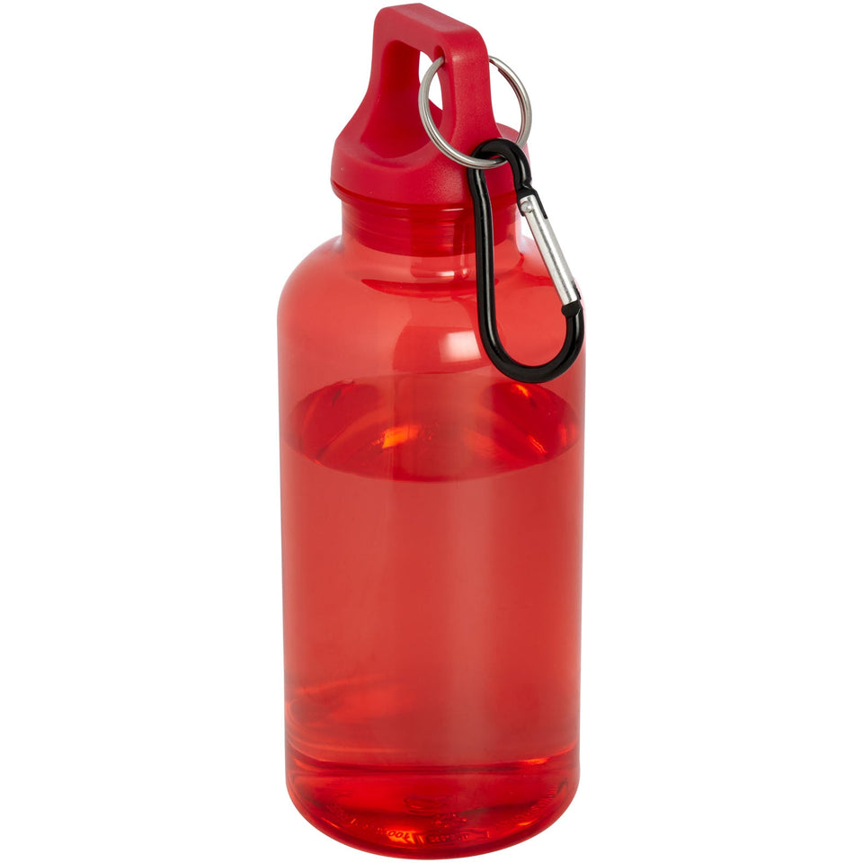 Borraccia in plastica riciclata certificata RCS da 400 ml con moschettone Oregon personalizzato con logo - Pubblienne