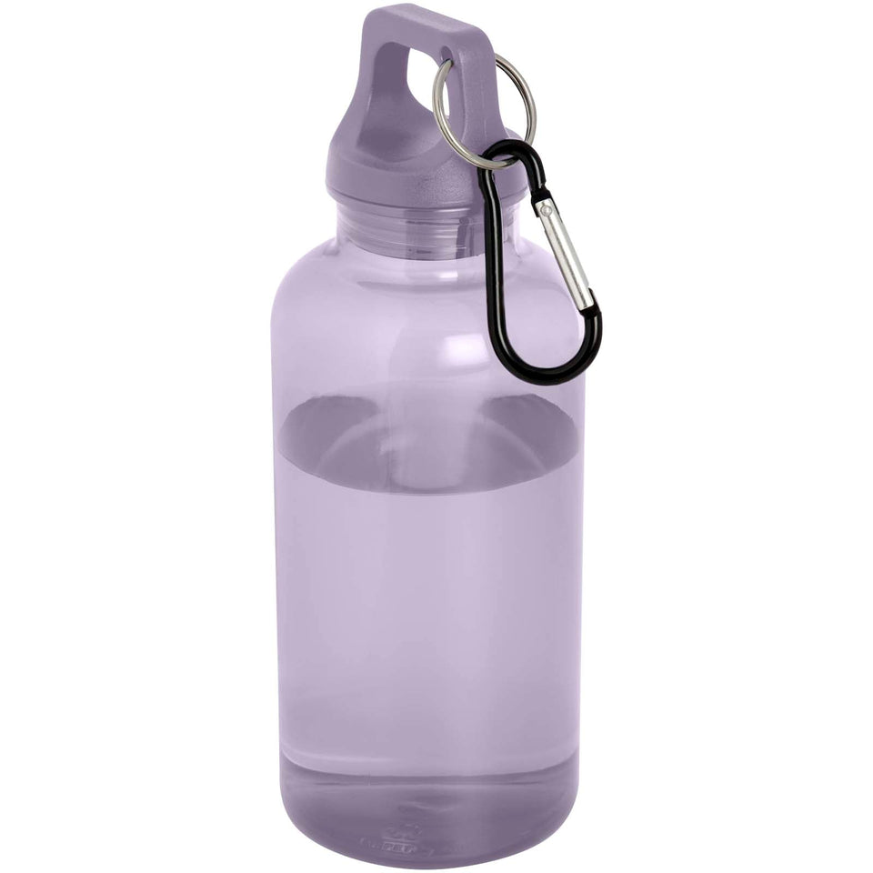 Borraccia in plastica riciclata certificata RCS da 400 ml con moschettone Oregon personalizzato con logo - Pubblienne