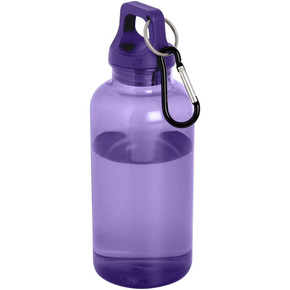 Borraccia in plastica riciclata certificata RCS da 400 ml con moschettone Oregon personalizzato con logo - Pubblienne