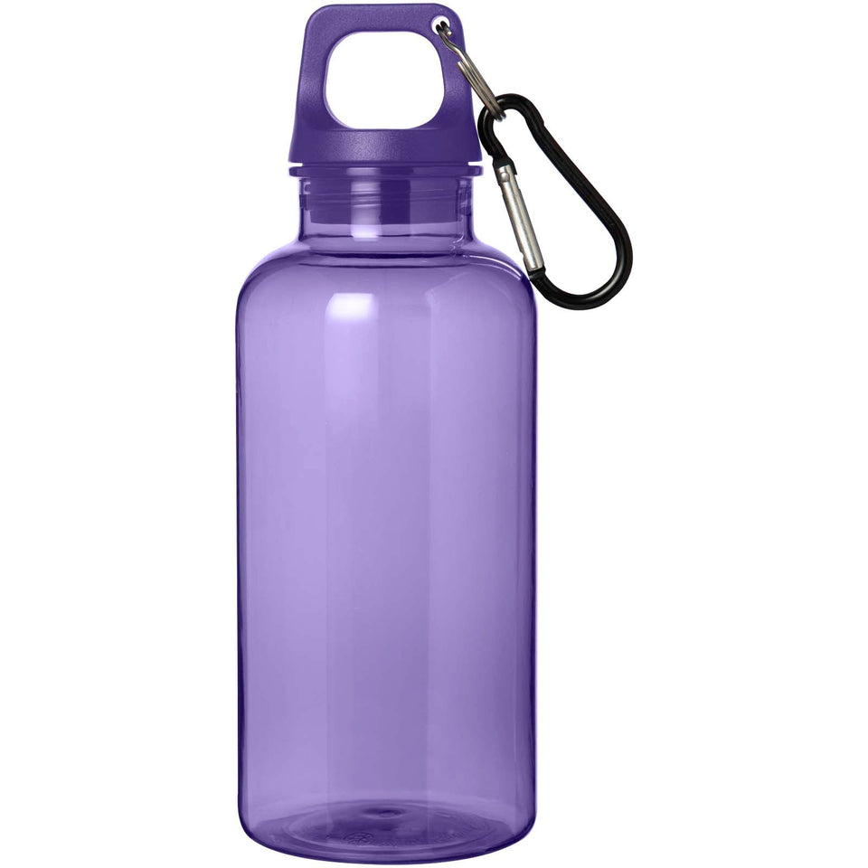 Borraccia in plastica riciclata certificata RCS da 400 ml con moschettone Oregon personalizzato con logo - Pubblienne