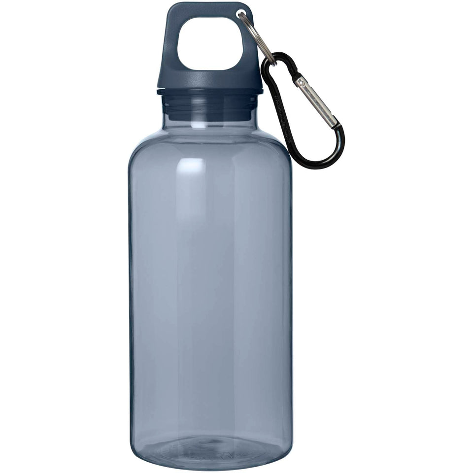 Borraccia in plastica riciclata certificata RCS da 400 ml con moschettone Oregon personalizzato con logo - Pubblienne