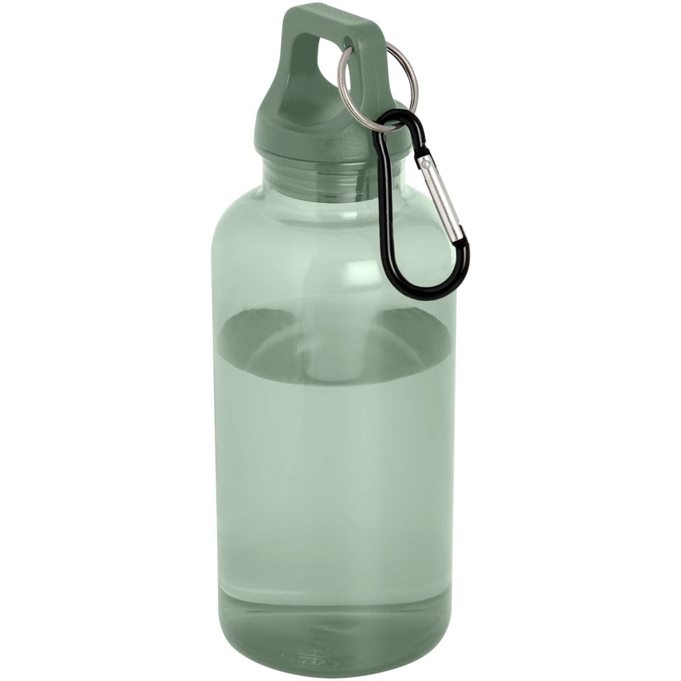Borraccia in plastica riciclata certificata RCS da 400 ml con moschettone Oregon personalizzato con logo - Pubblienne