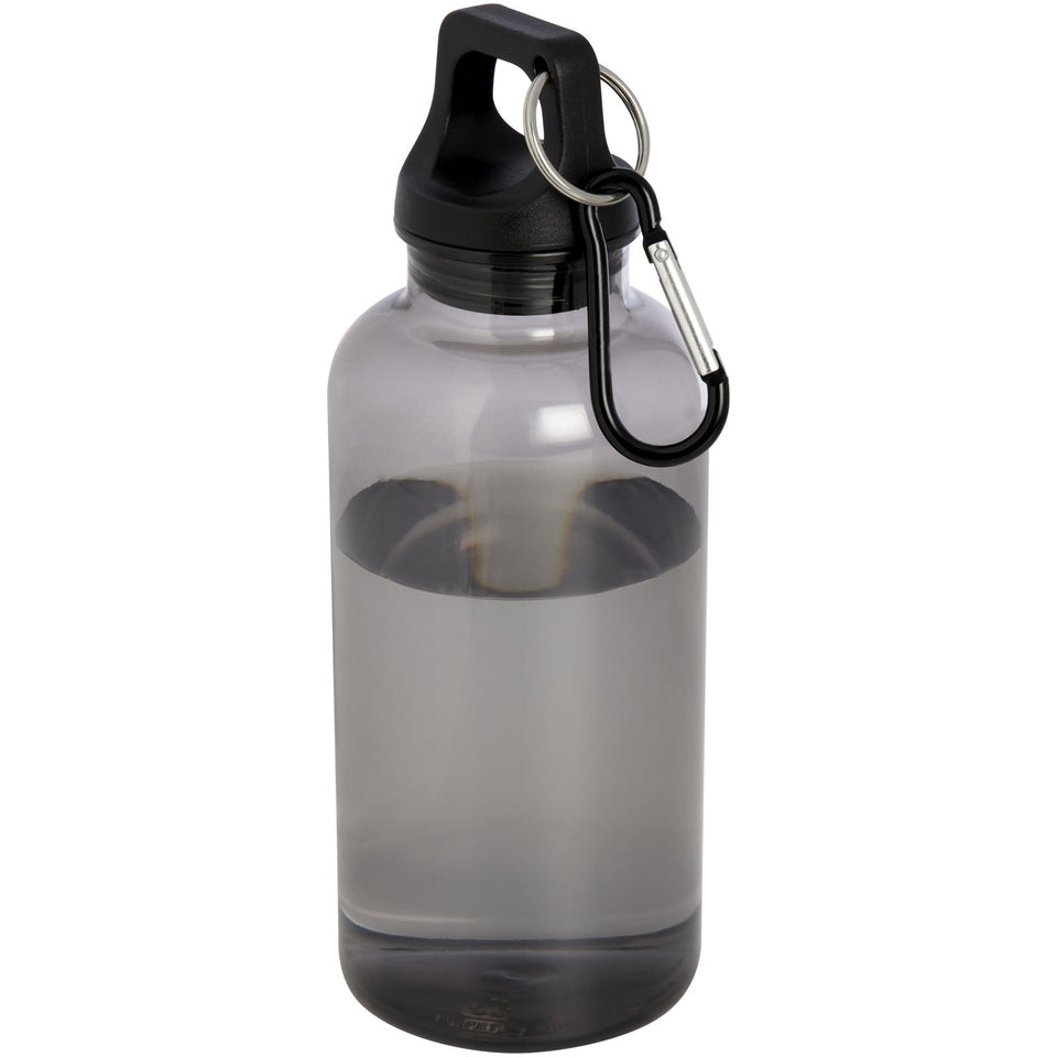 Borraccia in plastica riciclata certificata RCS da 400 ml con moschettone Oregon personalizzato con logo - Pubblienne