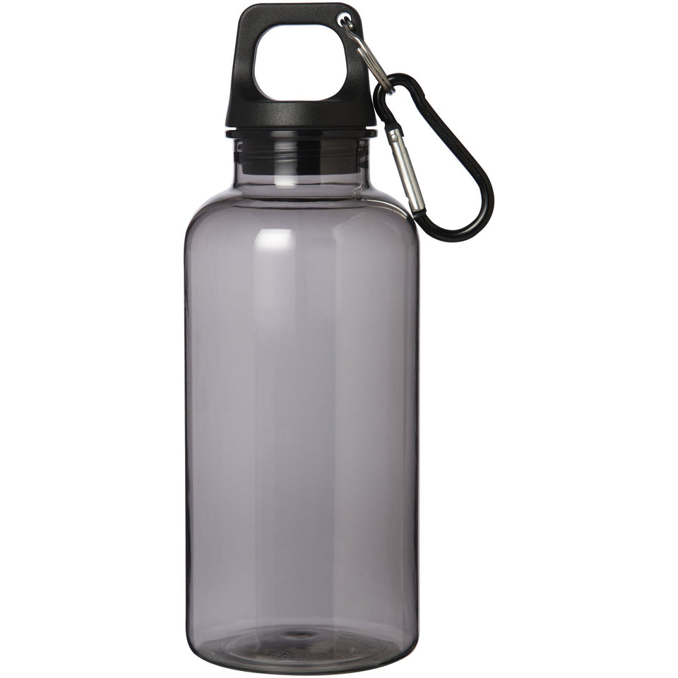 Borraccia in plastica riciclata certificata RCS da 400 ml con moschettone Oregon personalizzato con logo - Pubblienne