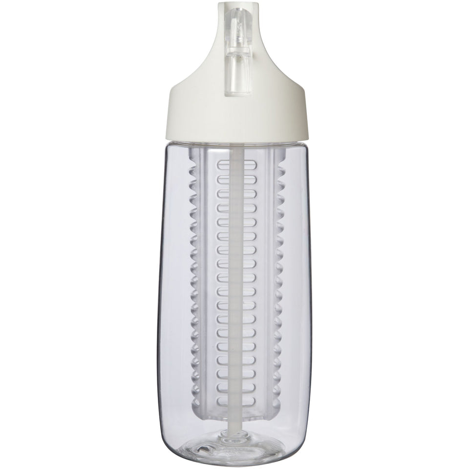 Borraccia sportiva in plastica riciclata da 700 ml con coperchio a scatto e infusore HydroFruit personalizzato con logo - Pubblienne