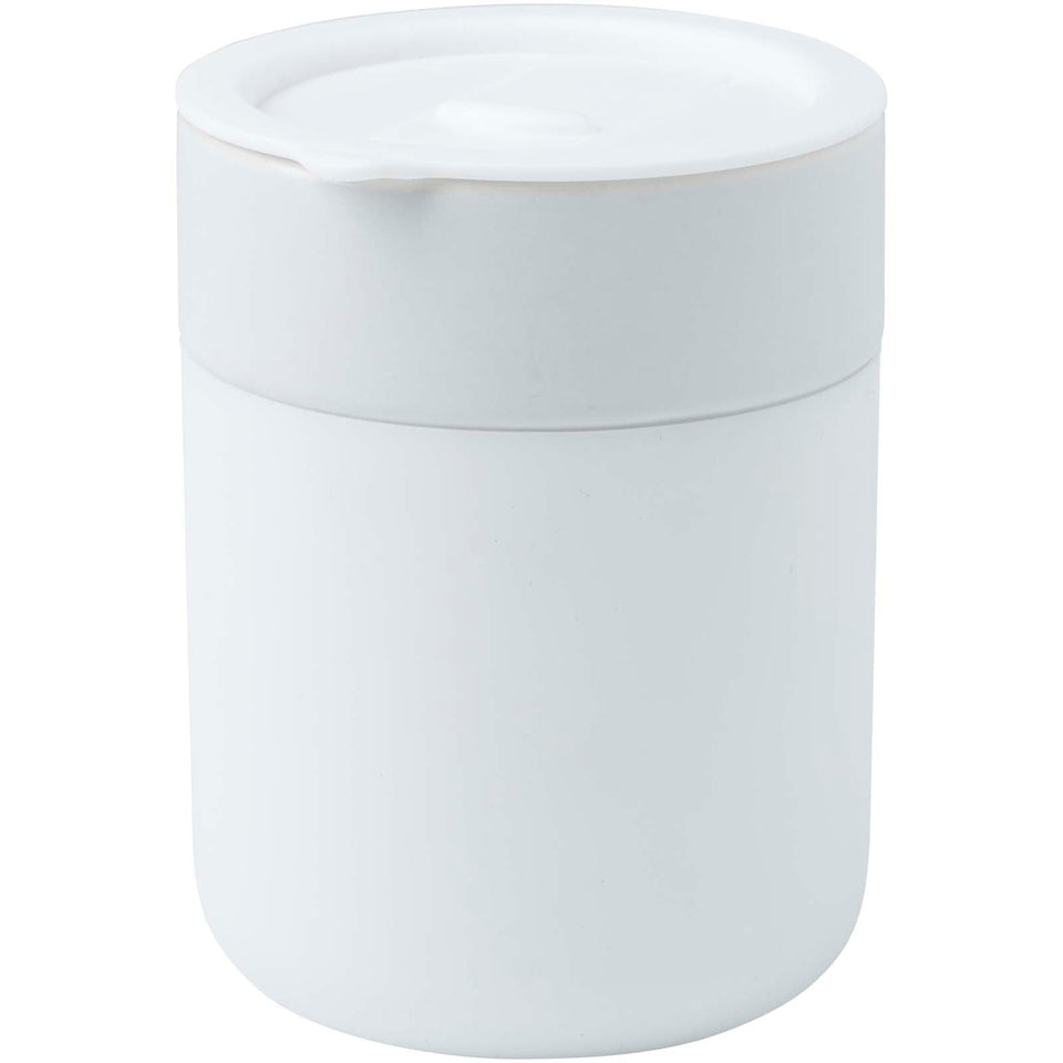 Bicchiere in ceramica con involucro in silicone e coperchio in plastica da 330 ml Java personalizzato con logo - Pubblienne