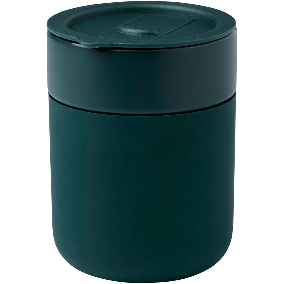 Bicchiere in ceramica con involucro in silicone e coperchio in plastica da 330 ml Java personalizzato con logo - Pubblienne